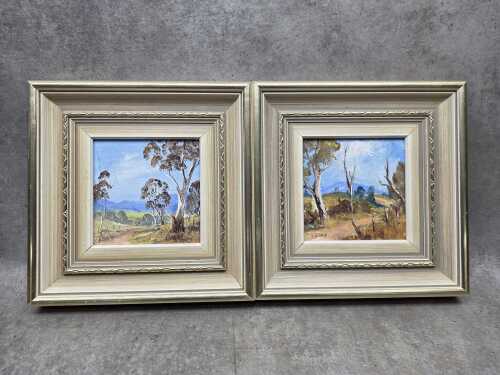 G. Sharp, Australian bush landscapes (2). Two miniature oil painting on board