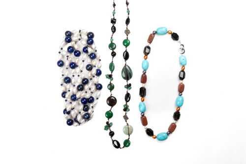 Three gemstone necklaces