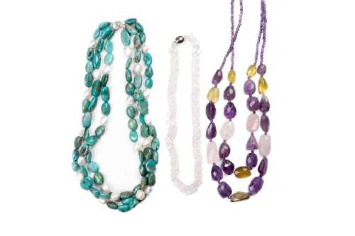 Three gemstone necklaces