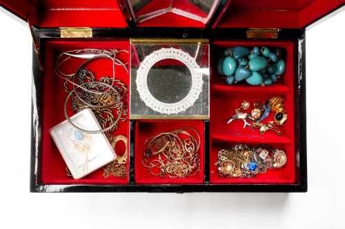 A jewellery box of costume and silver jewellery