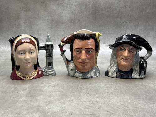 Three Royal Doulton porcelain character jugs