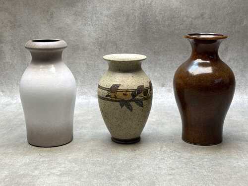 Three mid-century ceramic vases, including two Schuerich West German vases