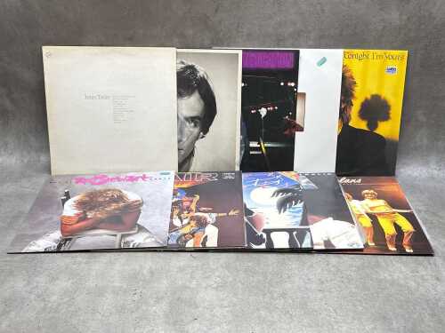 Ten Rock and Pop vinyl records, including James Taylor, Rod Stewart