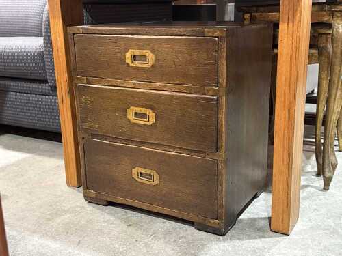 Three-drawer timber filing cabinet