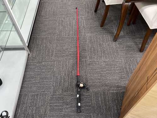 Shakespeare Ugly Stick Black Tiger fishing rod and Shimano TR 200-G reel.