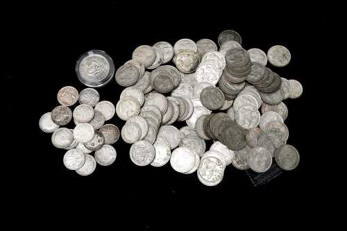 A group of pre-decimal silver coins