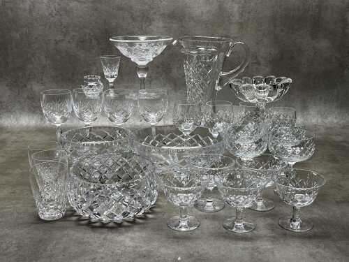 Crystal, including cut wine glasses, bowls, tumblers