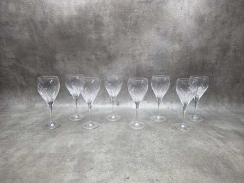 Set of eight Royal Doulton cut crystal wine glasses