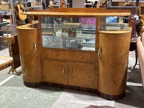 1950s Art Deco maple display cabinet