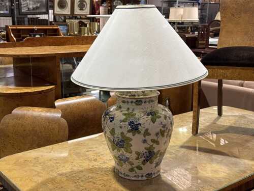 Modern oriental-style ceramic table lamp with matching shade