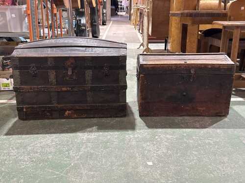 Two circa 1900 timber trunks