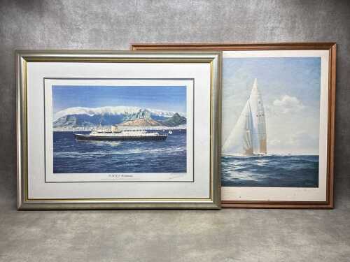 Two framed maritime prints on paper