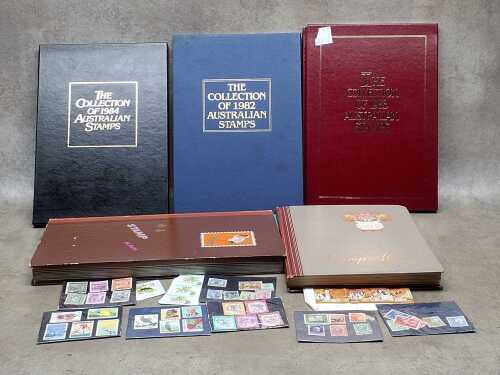 Three Australia post yearbooks and stamps