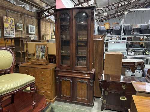 Victorian cedar glazed bookcase