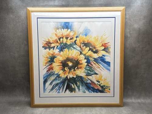 McFloor, sunflowers. Framed print on paper