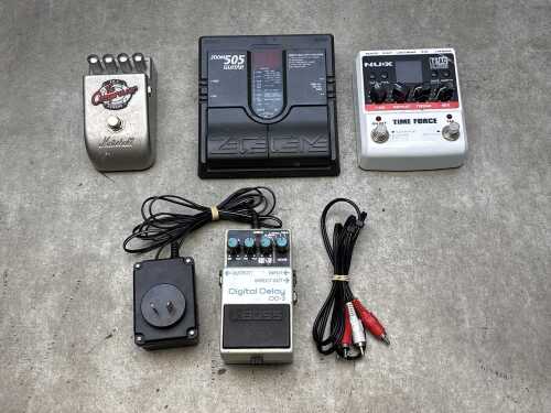 Four electric guitar foot pedals