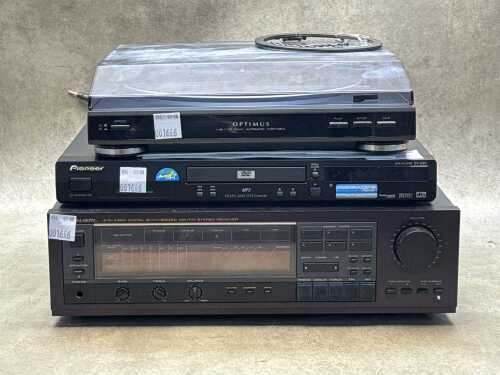 Audio-visual equipment including Realistic STA-2380 stereo receiver with owners manual