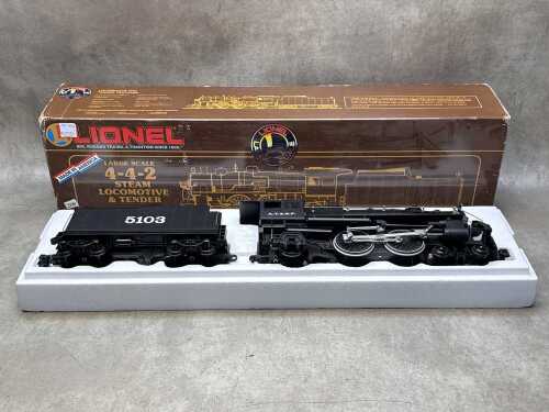 Lionel G-scale model train 4-4-2 steam locomotive and tender in original box