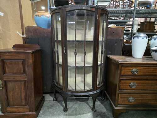 Bow-front glazed display cabinet