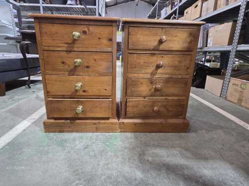 Two four-drawer pine bedside chests