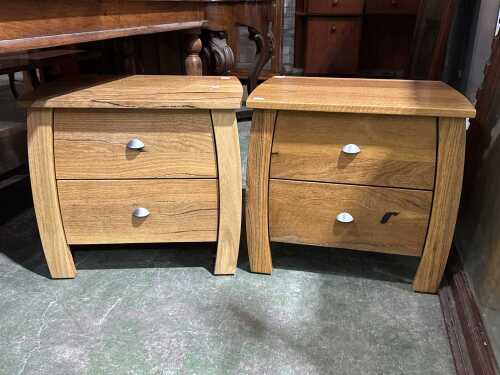 Pair of modern hardwood bedsie cabinets