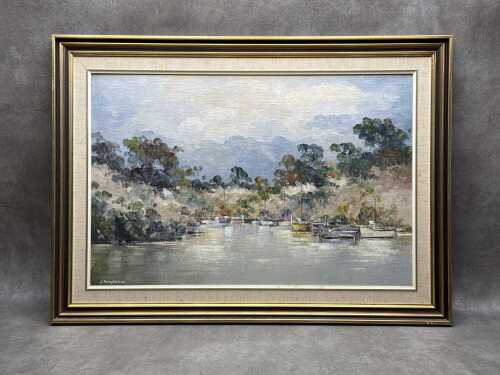 John Stanesco, marina in the bush. Oil painting on board