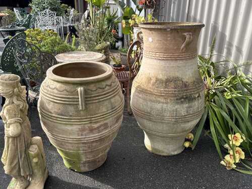 Pair of Mediterranean-style terracotta garden urns