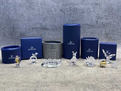 Group of Swarovski crystal glass figures