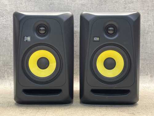 Two KRK Classic 5 studio monitors