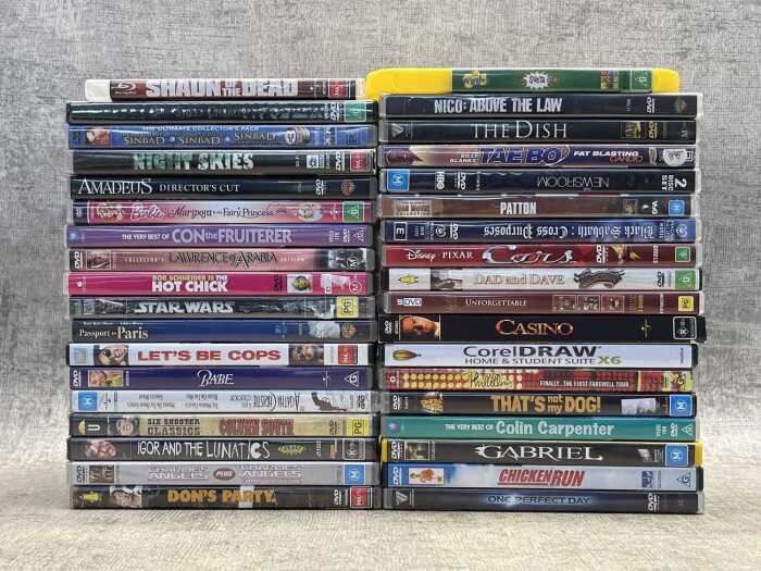 Group of DVDs