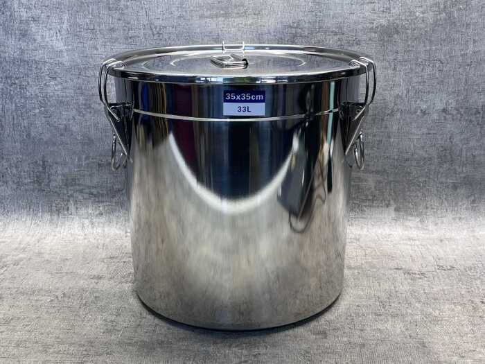Stainless steel bucket & lid 33L