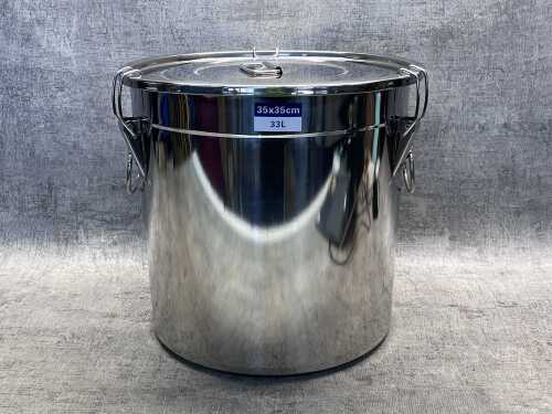 Stainless steel bucket & lid 33L