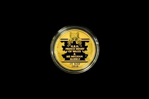 2018 Royal Wedding of Prince Henry of Wales & Meghan Markle, $25 0.999 gold proof coin, 7.77 grams