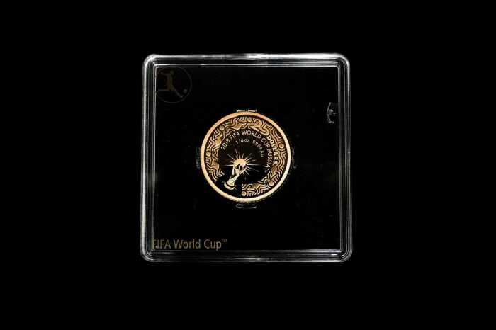2018 FIFA World Cup Russia Official Licensed $25 0.999 gold proof coin, 7.77 grams