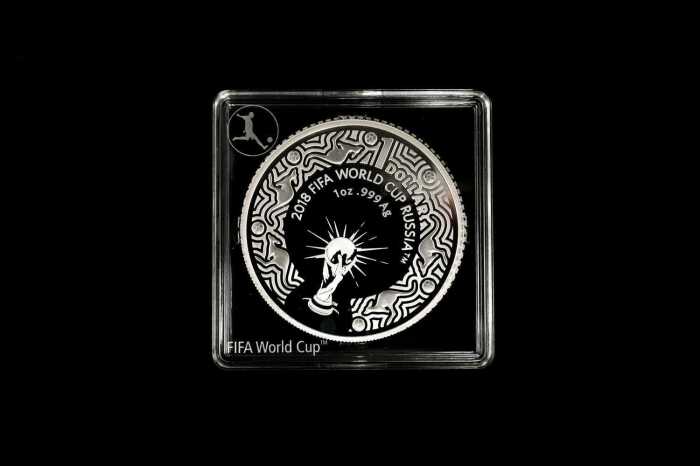 2018 FIFA World Cup Russia Official Licensed $1 0.999 silver proof coin, 1 troy ounce, 31.1 grams