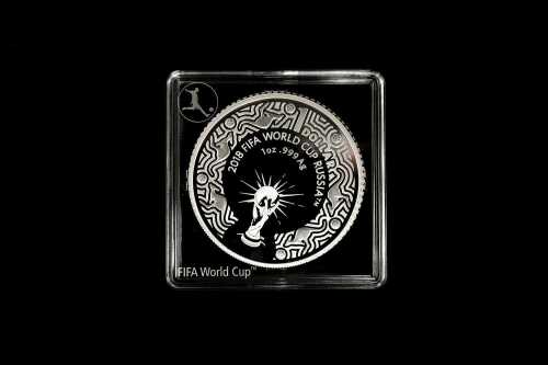 2018 FIFA World Cup Russia Official Licensed $1 0.999 silver proof coin, 1 troy ounce, 31.1 grams