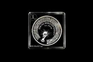 2018 FIFA World Cup Russia Official Licensed $1 0.999 silver proof coin, 1 troy ounce, 31.1 grams
