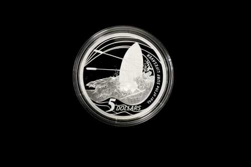 2007 Year of the Surf Lifesaver $5 0.999 silver proof coin, 36.31 grams