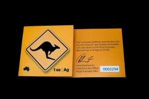 2013 Australian Road Signs Series Kangaroo $1 0.999 silver frosted uncirculated coin, 1 troy ounce - 4