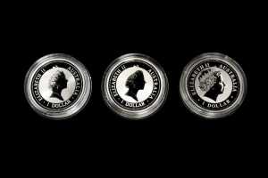 Three The Australian Kookaburra 0.999 silver bullion coins totalling 3 troy ounces - 2