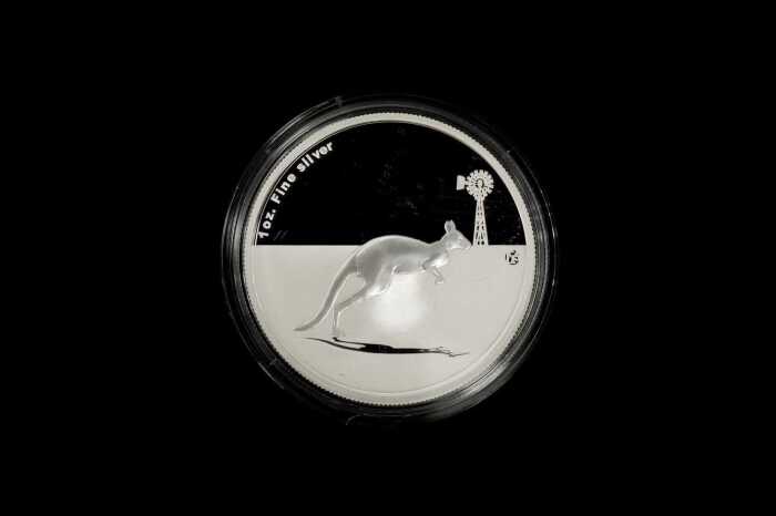 2012 Kangaroo in Outback F15 Privy Mark $1 0.999 silver proof coin, 1 ounce