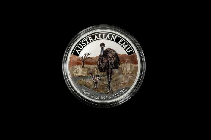2021 Emu $1 0.999 silver proof coin, 1 troy ounce