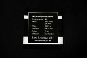 2009 Queensland 150 Years of State Government $5 0.999 silver proof coin, 36.31 grams - 5