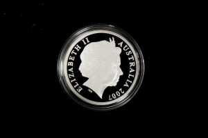2007 South Australia 150 Years of State Government $5 fine 0.999 silver proof coin, 36.31 grams - 2