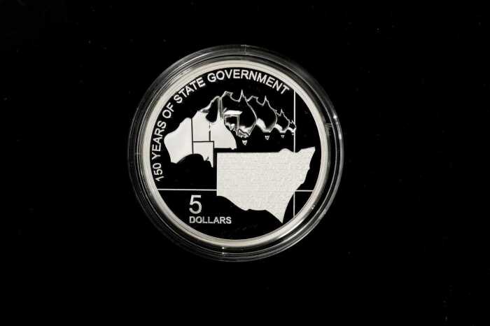 2006 NSW 150 Years of State Government $5 fine 0.999 silver proof coin, 36.31 grams