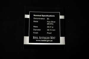 2006 NSW 150 Years of State Government $5 fine 0.999 silver proof coin, 36.31 grams - 5