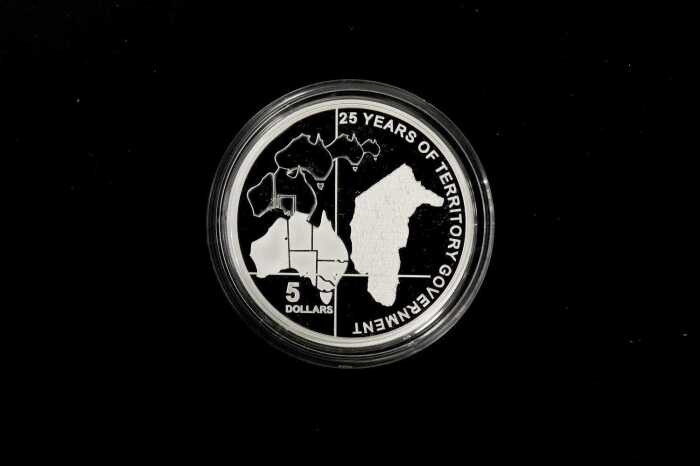 2014 ACT 25 Years of Territory Government $5 0.999 silver proof coin, 36.31 grams