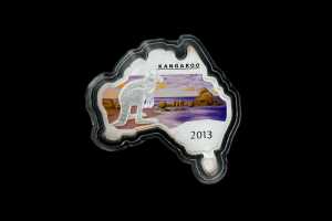2013 Australian Map Shaped Kangaroo $1 0.999 silver coin, 1 troy ounce