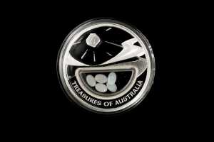 2008 Treasures of Australia Opals $1 0.999 silver proof coin, 1 troy ounce