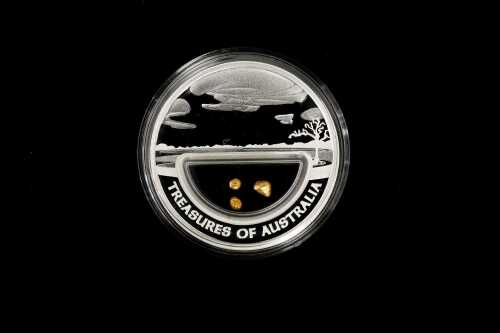 2010 Treasures of Australia Gold $1 0.999 silver proof coin, 1 troy ounce